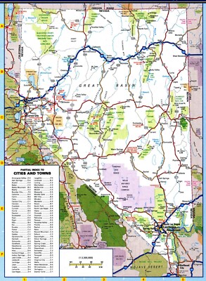 NEVADA STATE ROAD MAP Las Vegas Reno Cities Glossy Poster Picture Photo Print