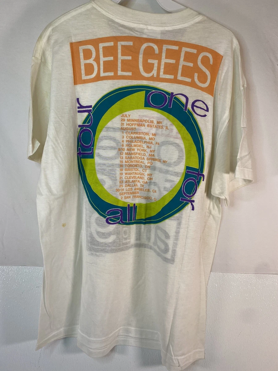 Vintage Bee Gees Concert T Shirt One For All Tour 1989 Single Stitch White XL