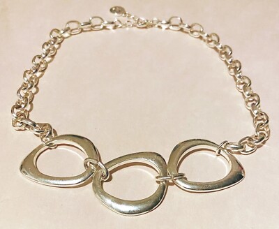 Liz Claiborne Silver Tone Necklace With Three Oval 16