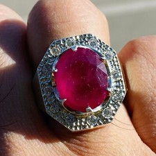 Heavy Big Ruby Ring Original Ruby Stone Natural Ruby Stone Ring Sterling Silver