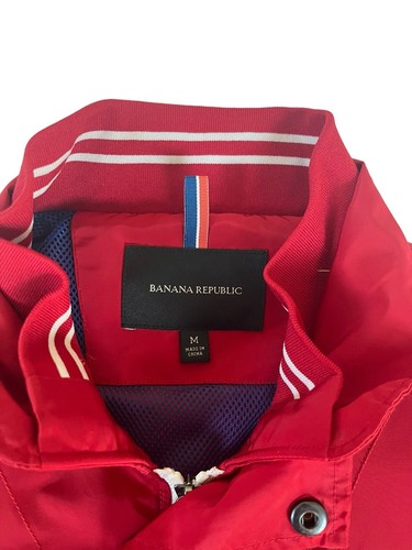 Banana Republic Men’s SZ M Four-Pocket Nylon Jacket Red Full Zip Snap Front - Picture 5 of 12