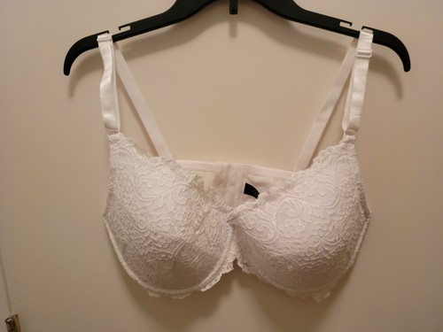 Smart & Sexy Bra White Lace Overlay Underwire Bra Size 42DD