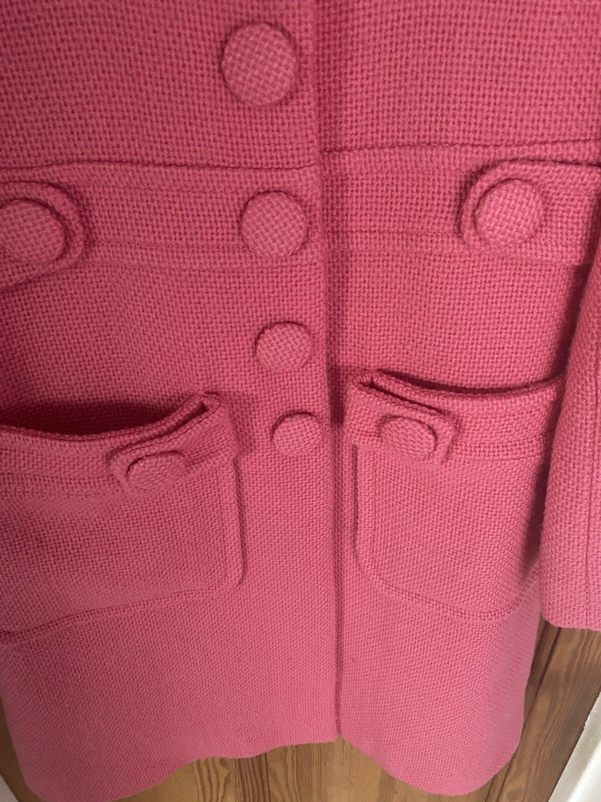 Fabulous Orla Kiely Pink Wool Coat Size 3 / U.K. 12 60s Sixties Mod