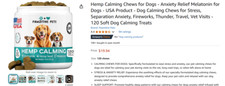 Hemp Calming Chews for Dogs - Anxiety Relief Melatonin for Dogs...02/27