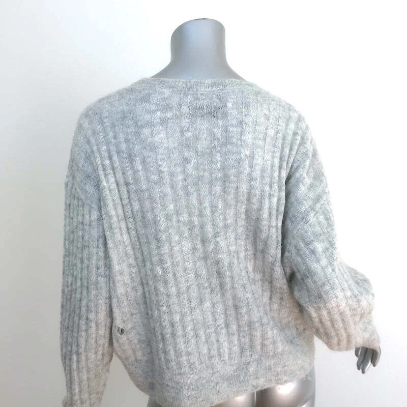 IRO Sweater Opera Light Gray Distressed Knit Size Small Crewneck Pullover - Image 4 of 4