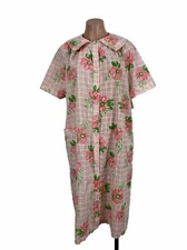 Vintage Smart Time House Dress Muumuu Pink Floral Snaps ILGWU M NWT NEW!!!