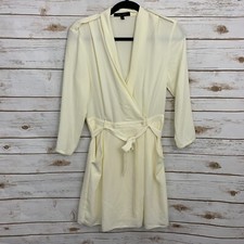 Honey Punch Cream 3/4 Sleeve Faux Wrap Dress Size Small