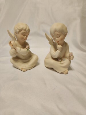 Vintage Homco 1991 Porcelain Angels~Signed By Mizuno~4 5/8'' Tall 