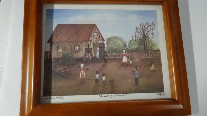 JACKIE POCHE' PRINT FRAMED "SUNDAY CHURCH" SIGNED & #'D -NEW ORLEANS