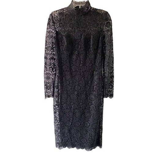 Ralph Lauren Purple Label, Ralph Lauren Purple Label Liesel Black Lace Cocktail Dress 6 Italy