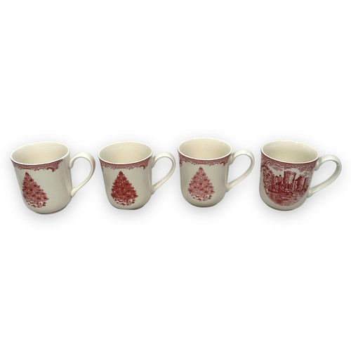 Johnson Bros Old Britain Castles Mugs Pink Decorative Christmas Tree Lot of 4