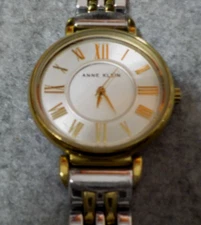 Anne Klein Unisex Watch Y121E Inner Circle Hands 2-Tone Bezel & Band New Battery