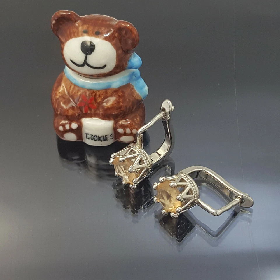 18K White Gold Filled Stunning Italian Morganite 18ct GF Huggie Earrings 15mm - Image 3 of 4