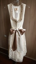 Midi Hochzeitsdirndl "Spitze und Perlen" in creme von Krüger Gr. 36