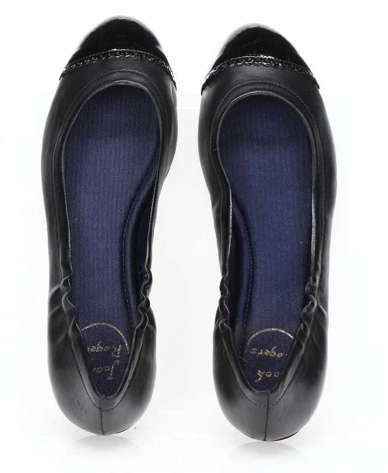 Zapatos planos de ballet Jack Rogers para mujer de cuero negro con puntera sin cordones talla 6 M Foto 3 de 4