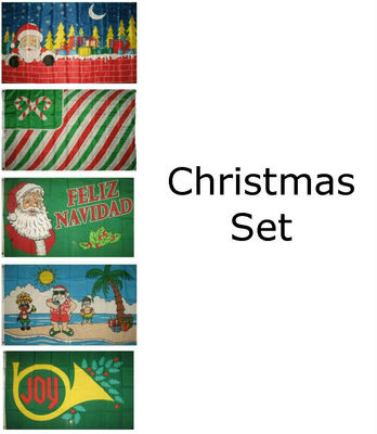 3x5 Merry Christmas Happy Holidays #1 5 Flag Wholesale Set 3'x5' House Banner