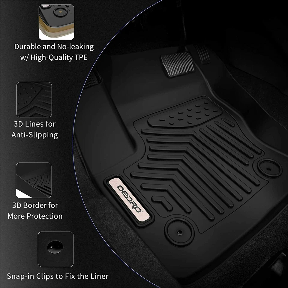 OEDRO Floor Mats for 2019-2024 Dodge Ram 1500 Crew Cab All Weather TPE Liners - Image 2 of 4