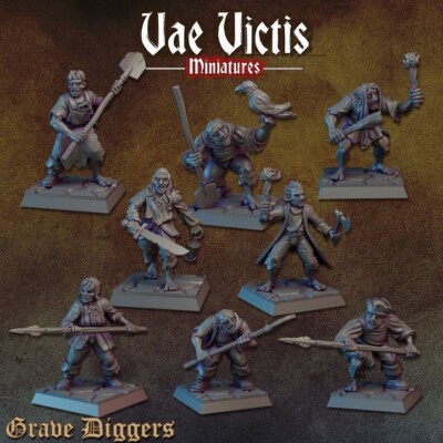 Vae Victis 28mm Gravediggers for Mordheim, D&D, Frostgrave, Miniature Wargaming