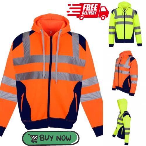 HIVIZ High Visibility Bomber Jacket - Fleece Lined Padded Hi Vis Safety Coat
