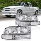 For 98-04 Chevy S10 Blazer Chrome/Clear Corner Headlights W/ Bumper Headlamps