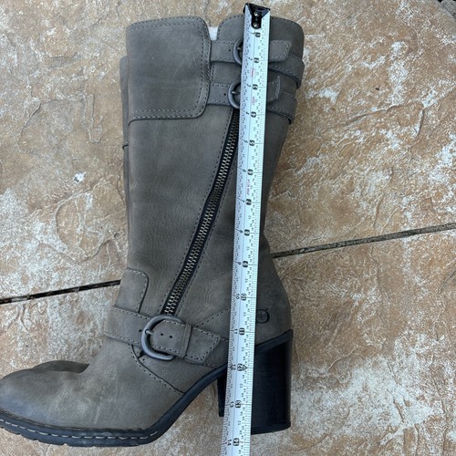 Born Treddy Boots Leather Moto Style Mid Calf Gray, Flannel Lined Wm Sz 6.5 - Picture 15 of 15