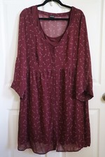 Torrid Chiffon Shirt Dress & Matching Slip Arrow Pattern Maroon Red Plus Sz 3 3x