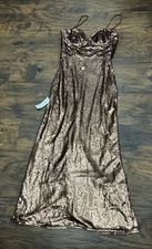 Bardot Stasia Sequined Formal Midi Evening Dress Prom Gown Copper small / 4