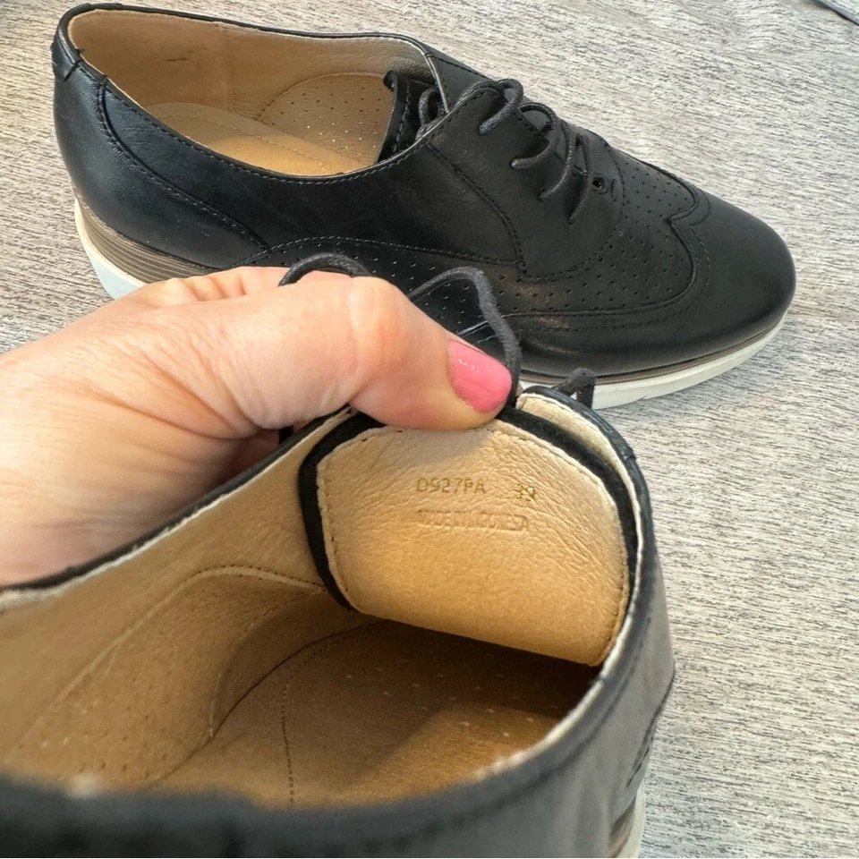 GEOX Respira Black platform Oxford Wingtip Shoes, Women's Size 39 (8.5), NWOT - Image 4 of 4