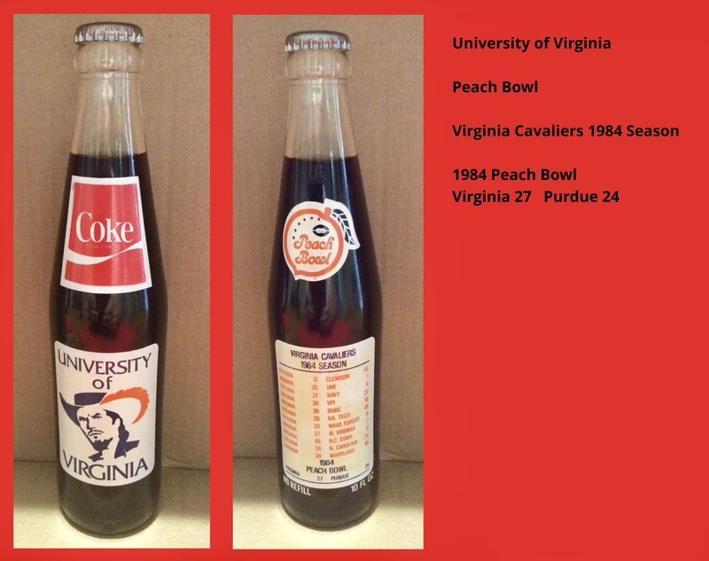 Coca-Cola 10 Oz Bottles - University of Virginia  1984 Peach Bowl (Make Offer)