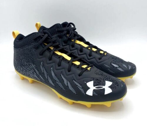 New Sz 12.5 Under Armour Spotlight Football Cleats Black Yellow 3023963-009 Men
