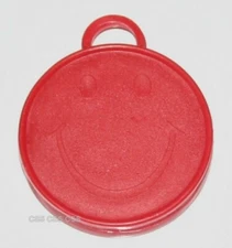 Helium Party Balloon Weight Red Happy Face Round Plastic Weighted Metal Holder