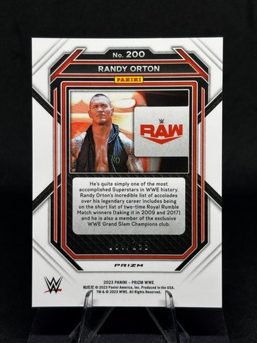Randy Orton 2023 Panini Prizm WWE RAW #200 Red Prizm /299 - Picture 2 of 2