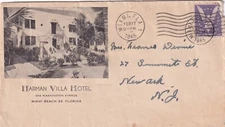 FLORIDA MIAMI BEACH HARMAN VILLA HOTEL 1945 BLOOD STAINED LETTER FROM JOE THIEL