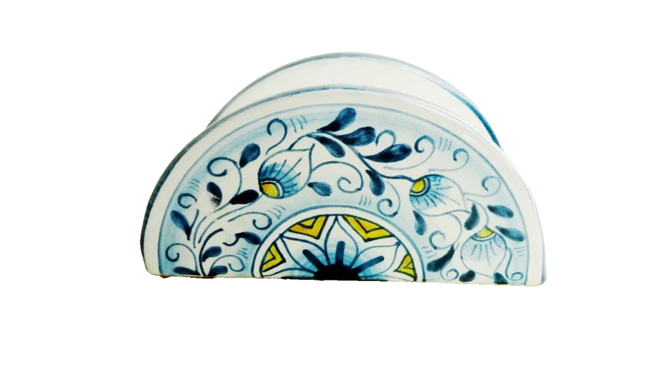 180127  Portatovaglioli in ceramica Sorrentina cm 16 x 8 x 6  colore Azzurro - Immagine 3 di 3
