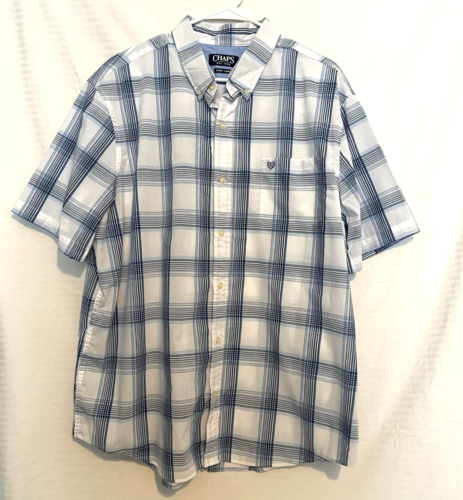 Chaps Kurzarm Hemd Herren 2XL blau gestreift Muster