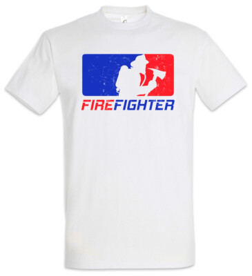 Firefighter Herren T-Shirt Feuerwehr Fire Brigade Feuerwehrmann Axt Axe Helm