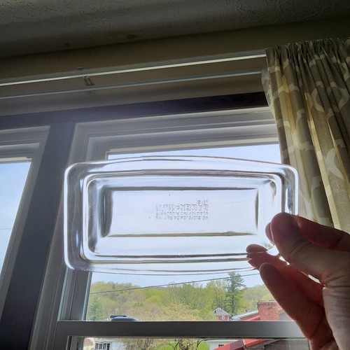 Vintage Glas Pyrex klar Butterdose NUR UNTEN ERSATZBODEN KEINE OBERSEITE 72-B