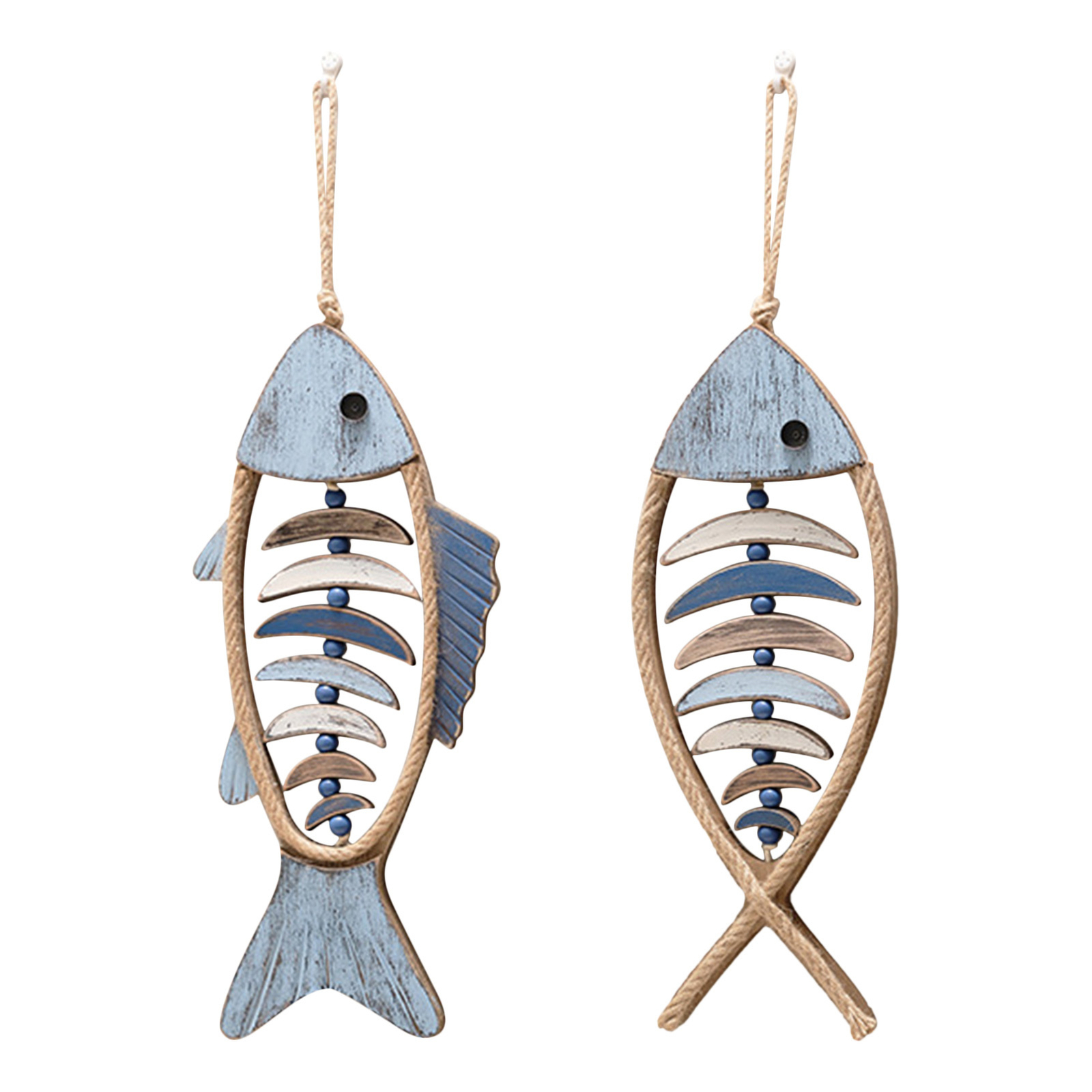 Wooden Fish Fish Wall Sculpture Modern Mediterranean Decorative Beach Theme Wall