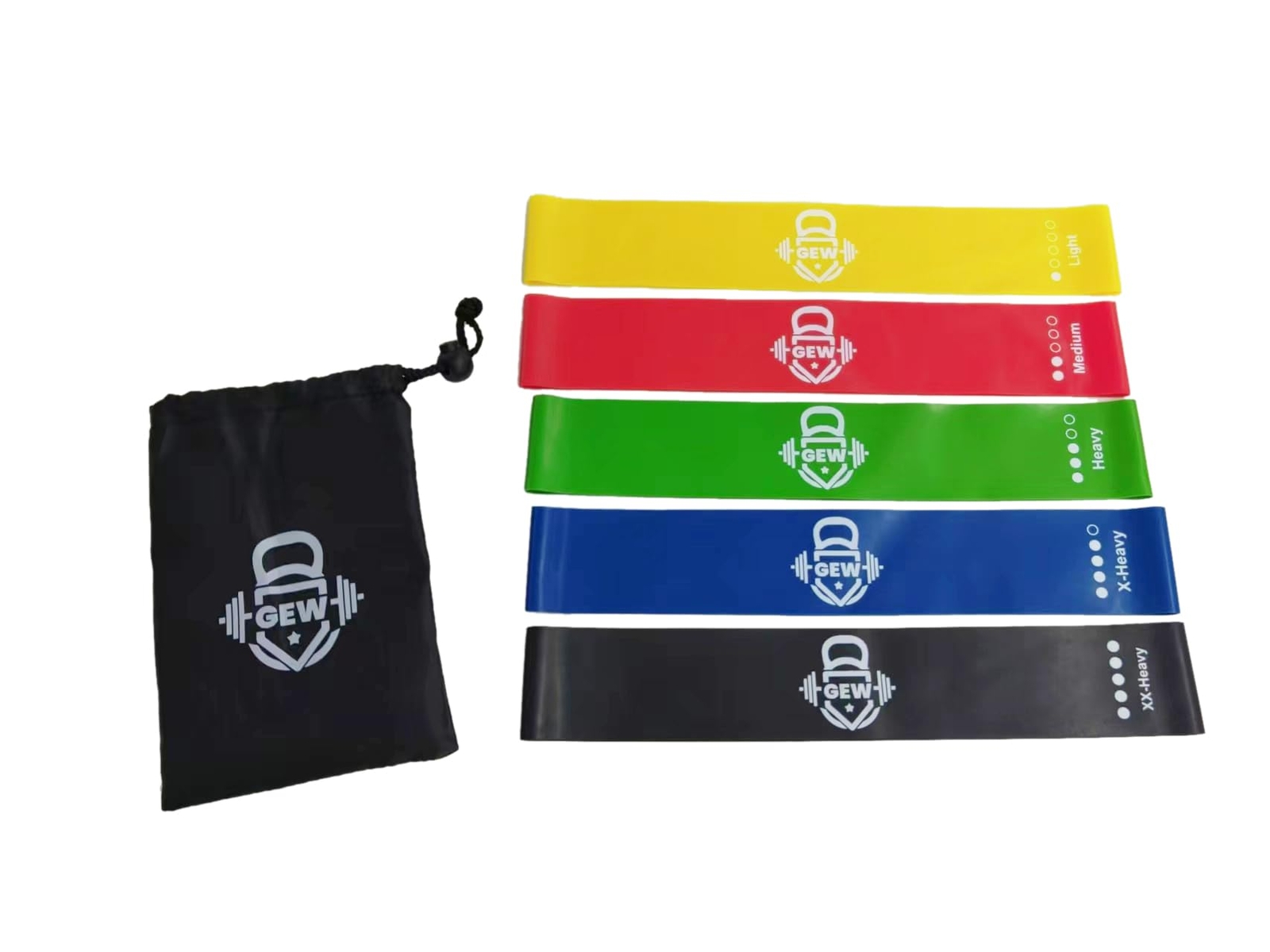GEW Resistance Loop Exercise Bands with Instruction Guide and Carry Bag Set of 5