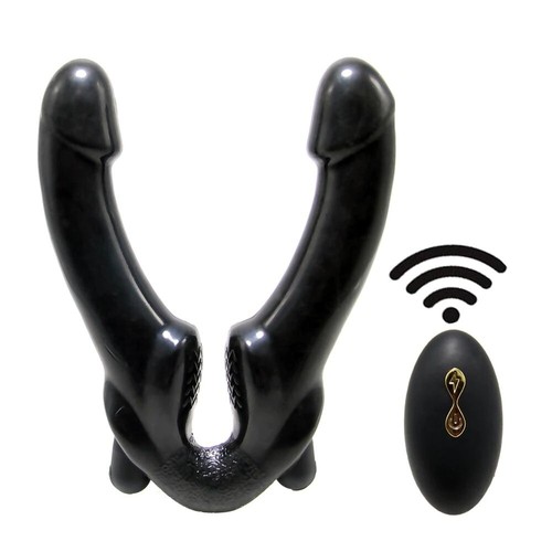 Strapless Double Ended Dildo Lesbian Pegging Strap On Vibrator Remote Sex Toy - Picture 10 of 23