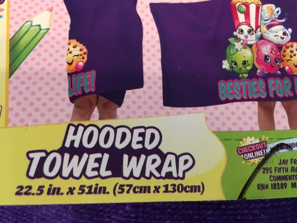 Shopkins с капюшоном полотенце ванна надежном девочек ванна 22,5 x 51 хлопок новый - Изображение 3 из 4