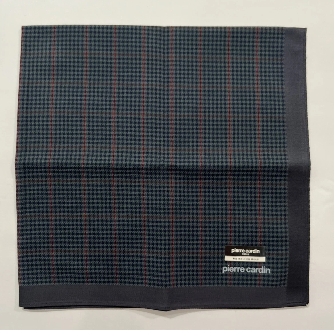 HANDKERCHIEF VINTAGE MEN PIERRE ART BLUE CHECKS PLAIN POCKET SQUARE COTTON 18"