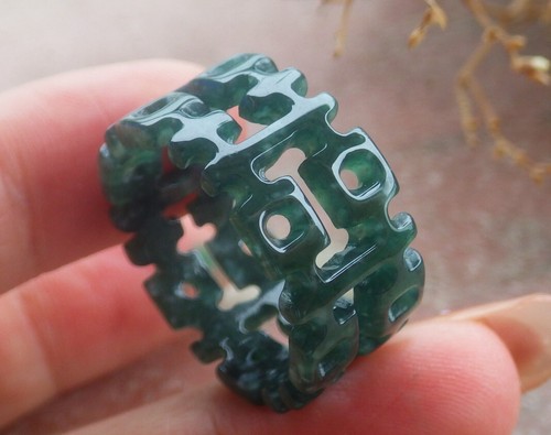 Video Certified Green A Jadeite Jade ** XI** Round Circle Ring NO. 10 115842 VS - Picture 2 of 10