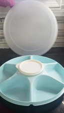 TUPPERWARE SERVING CENTER  W/ LID AND DIP HOL...