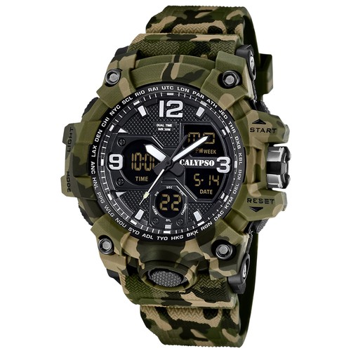 Calypso Montre Hommes Anadigi Camouflage Vert K5855/3 - Photo 1 sur 3