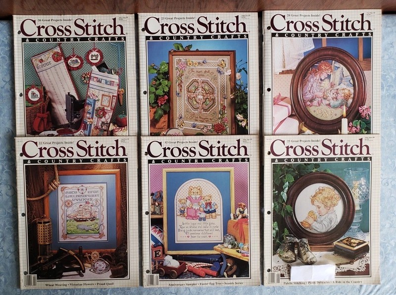 LOT 6~1989 Cross Stitch & Country Crafts Magazines~Santa~12 Days~Easter~Beach