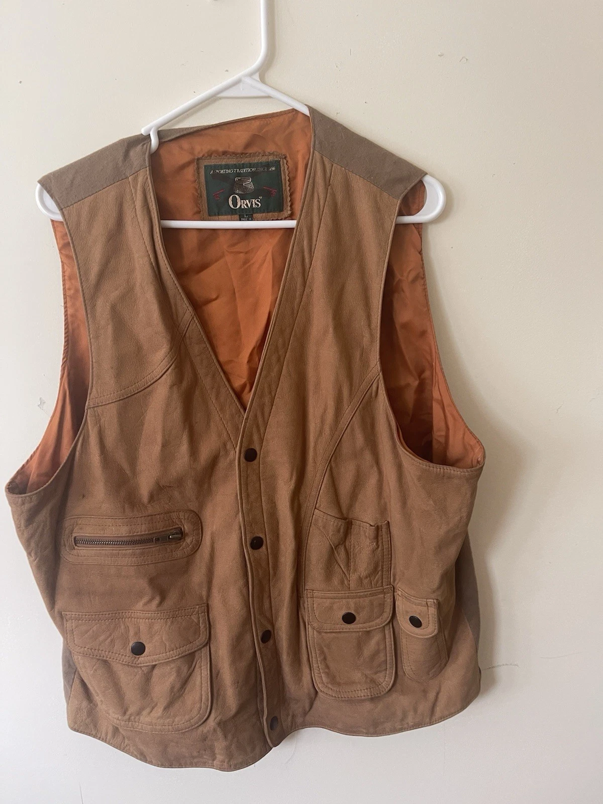 Orvis Leather Fishing Huntin vest , great condition, multi pockets for fishing