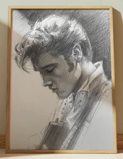 ELVIS PRESLEY DRAWING PRINT PORTRAIT SKETCH 8" x 10" ELVIS PRESLEY WALL ART