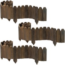 Wood Garden Edging, Wooden Fence Border Decorative Small Picket Panels for Fl...
