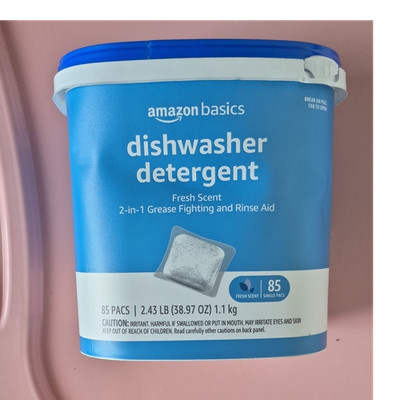 Amazon Basics 2-in-1 Dishwasher Detergent Capsules Fresh Scent 85 Pacs